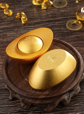 黄铜金元宝摆件 转转桌面金条招财进宝一桶金客厅装饰品开业礼品