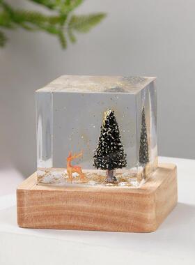 热销摆欧树美圣诞节手发光圣诞鹿滴工胶小夜灯件创临界实力意伴手