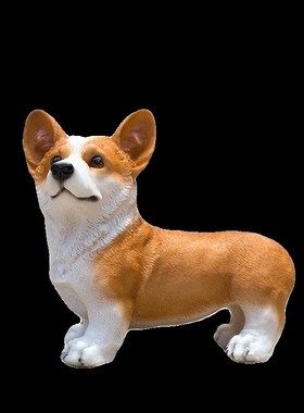 仿真狗狗动物模形工艺品柯基狗摆件家居电视柜酒柜装饰品花园摆件