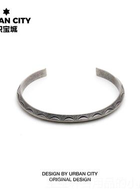 高档印度民族格覆古日式风风格图腾雕图案古银刻男女侣情潮牌钛钢