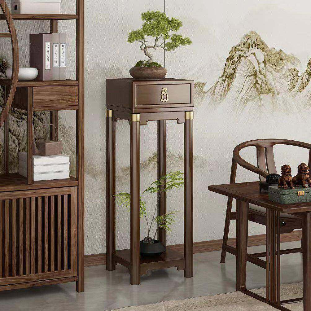 新中式无品牌/沙发边几角几边柜物轻奢小茶台几竹制花轻奢架置架,淘宝优惠券,粉丝福利购,淘宝优惠卷