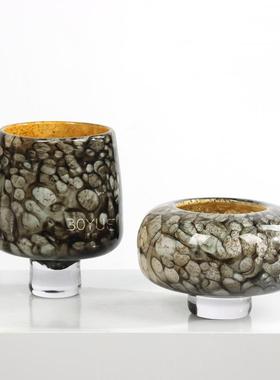 中古风雀绿纹DBY琉花器样板璃间售楼客厅餐桌家居软装孔处饰品摆