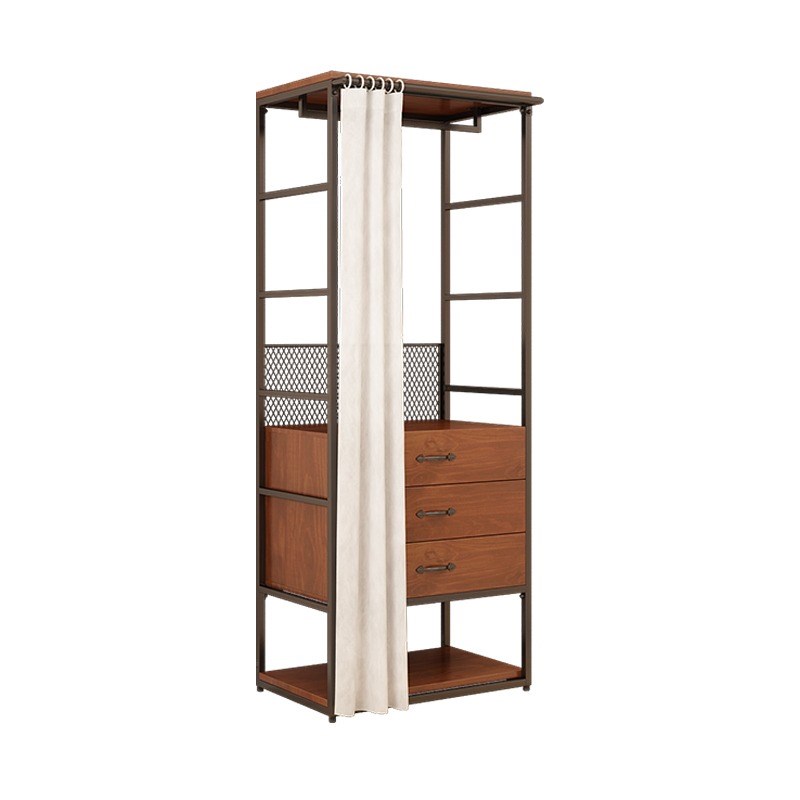 【实木生态板】步入式衣帽间架子组装钢木金属衣柜落地挂衣架 - 图3