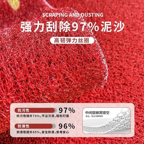 丝圈入户门地垫防滑耐磨除泥蹭脚进门垫子可裁剪定制玄关红色地毯 - 图1