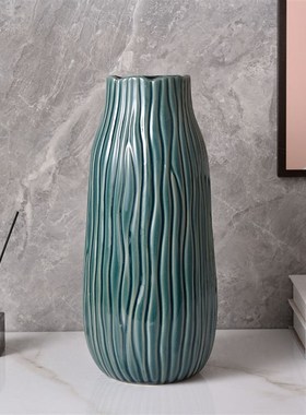 出口陶瓷鲜花插花瓶乔迁婚礼花瓶家居客厅桌面高档摆件百合干玫瑰