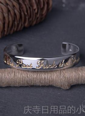 高档UDERCOVER 银手镯 高纹桥盾身图腾锯腕饰 GIZN情侣纯银手齿饰