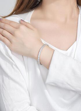 高档卓珠宝 纯银镀18K金钻石手镯蝶仿钻群满圈手镯情镶侣纯白银手