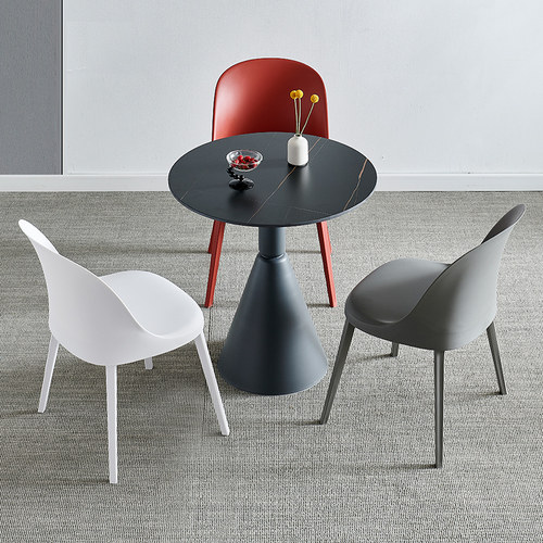 岩板圆桌洽谈桌椅组合家用餐桌小圆桌子接待洽谈桌咖啡桌阳台桌椅 - 图0