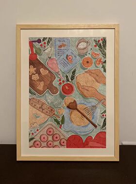 1000片拼图框实木艺术插画装饰画框300片500片进阶益智外框定制