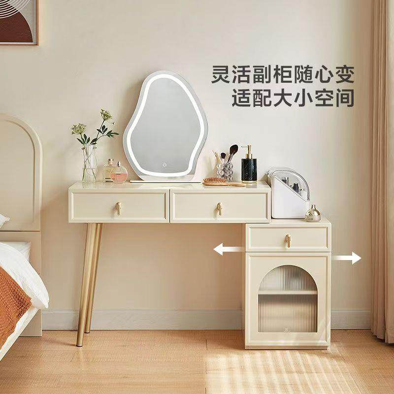 家居法式奶油风斗柜梳妆台一体家用可伸缩化妆桌,淘宝优惠券,粉丝福利购,淘宝优惠卷