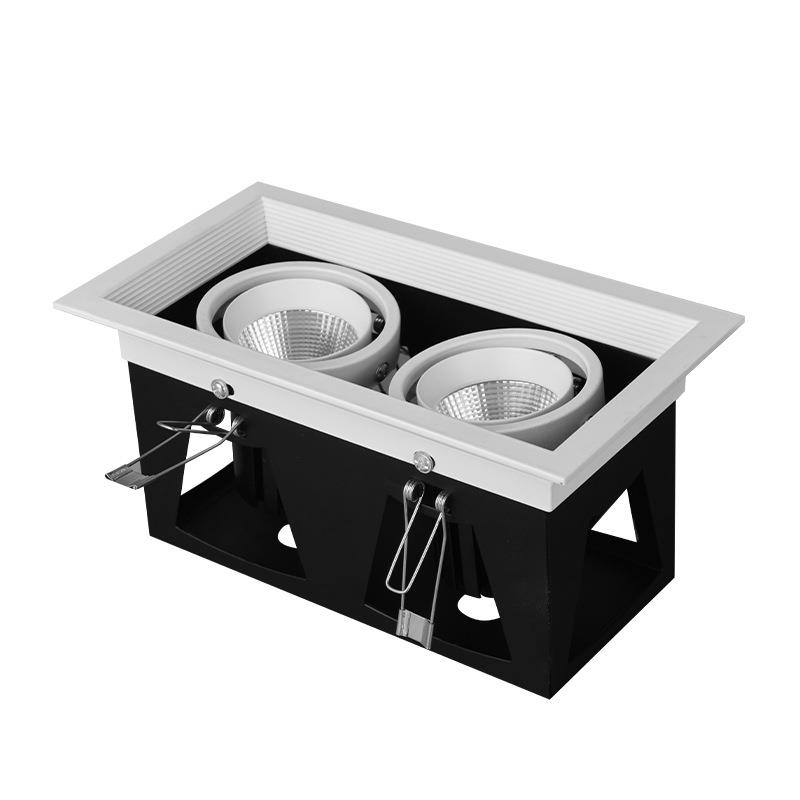 Embedded downlight square single head double head LED bold light grille light ceiling light commercial household spotlight