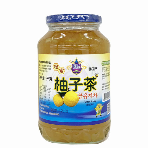 科轮蜂蜜柚子茶1kg韩国进口瓶装冲饮品泡水喝的水果茶果酱冲饮 - 图3