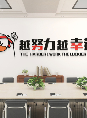 越努力越幸运企业办公室文化墙面装饰墙贴画团队激励励志标语墙贴