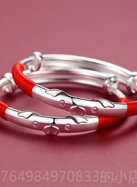 正品猪宝足银999纯银手镯子婴儿男女小孩满宝月礼品银饰童周岁生