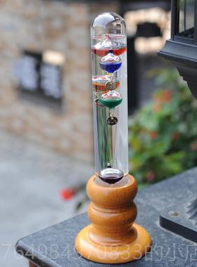 正品意家居装复古伽利略玻璃温度计新年动小礼活礼品书创架摆设饰