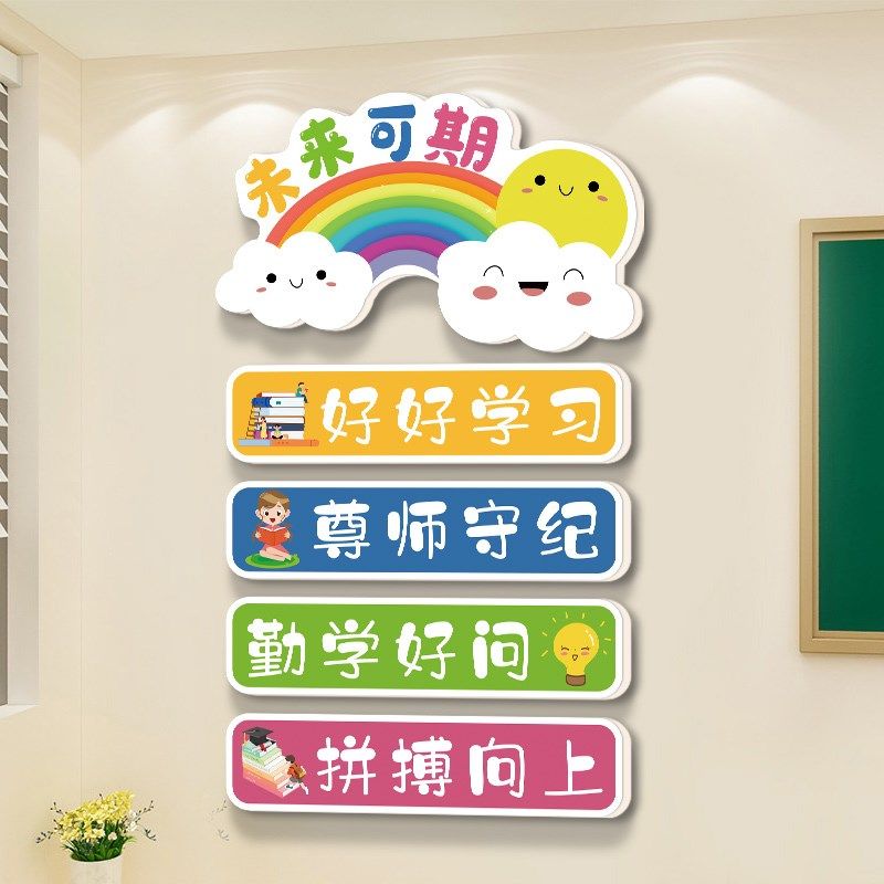 小学生班级墙贴挂画幼儿园主题背景墙面布置教室装饰文化标语贴纸,淘宝优惠券,粉丝福利购,淘宝优惠卷