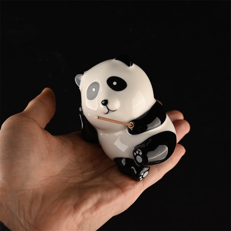 陶瓷家用室内线香插可爱熊猫摆件香薰炉茶宠茶玩客厅桌面书桌饰品,淘宝优惠券,粉丝福利购,淘宝优惠卷
