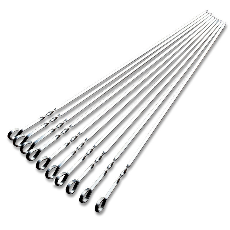 Barbecue utensils stainless steel flat skewers thickened steel skewers barbecue skewers grilled needle mutton skewers iron skewers barbecue skewers