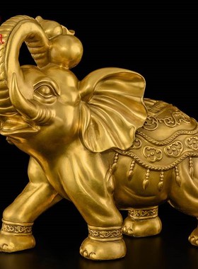 铜大象摆件一对铜象吸水象财门口客厅办公室装饰品财富大象大号