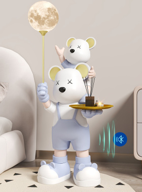 暴力熊客厅大型落地摆件电视柜沙发旁卡通托盘装饰灯乔迁新居礼品