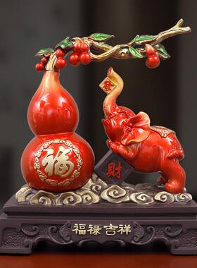 义乌K77314树脂工品厂家葫芦大象福禄艺吉祥客玄鱼缸关书桌装饰厅