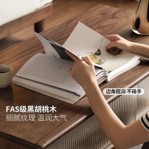 实木茶几现代简胡黑桃木茶台客厅家约物无品牌/用长方形储茶桌 - 图0