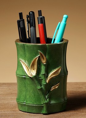 铜智欧节节高升复古笔筒铜摆件高档办公室书房教师送老师领导礼品