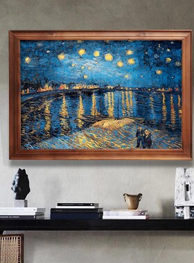 梵高星空油画装饰壁画复古餐厅客厅沙发背景墙世界名画玄关向日葵