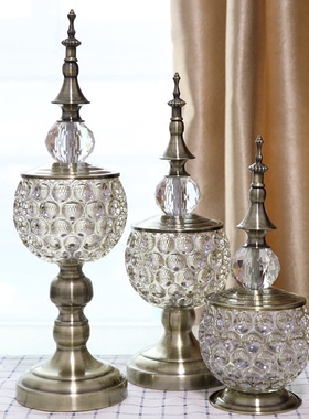 欧式奢华创意家居饰品摆设三件套玻璃糖果盅创意家居电视柜摆件