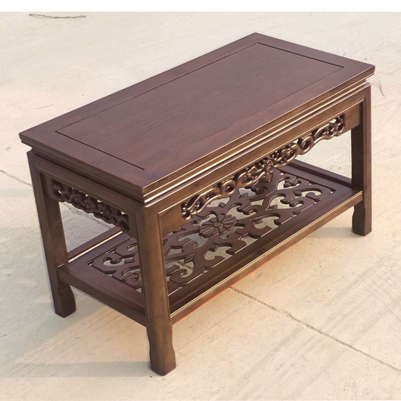 全实木沙发边几中式客厅室内放茶具鱼缸奇石盆景架子小桌子小茶几 - 图1