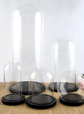 花玻璃罩人偶粘堡手模钟表防尘罩展示盒透明桌面摆件