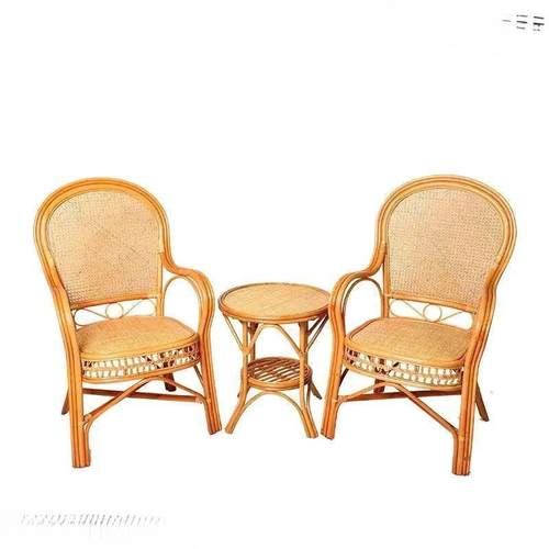 藤椅XEM阳台桌椅老然人靠背椅子用植物真藤编织扶手藤条腾椅家美 - 图3