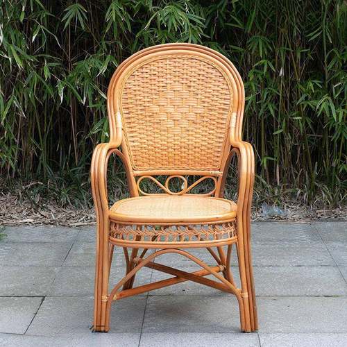 藤椅XEM阳台桌椅老然人靠背椅子用植物真藤编织扶手藤条腾椅家美 - 图1