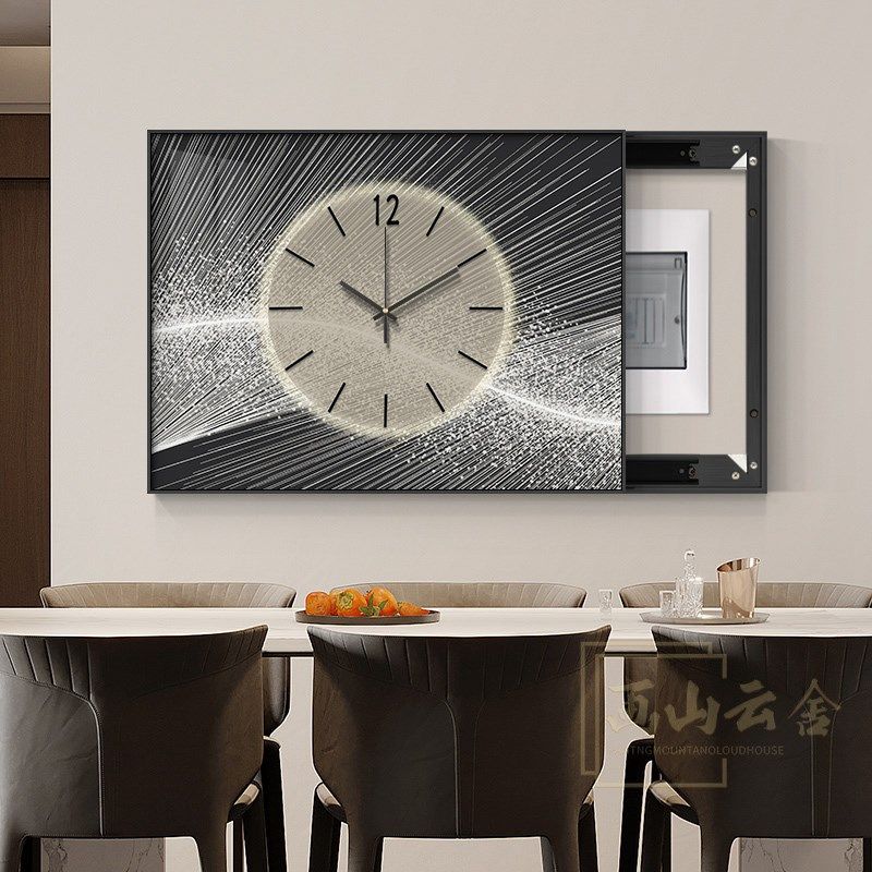 抽象电表箱装饰画带钟表免打孔总开关遮挡配电箱踪迹餐厅挂画,淘宝优惠券,粉丝福利购,淘宝优惠卷