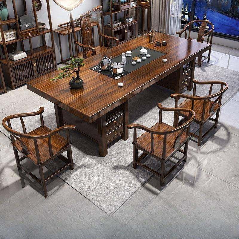 中实木大板式茶桌椅组合家客厅公室办烧水泡茶台泡茶桌BTW用椅组,淘宝优惠券,粉丝福利购,淘宝优惠卷
