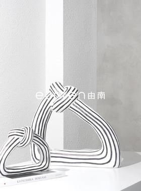 简玄约现代几何条艺术抽象摆件样房板间软纹装饰品TB-62657家居售