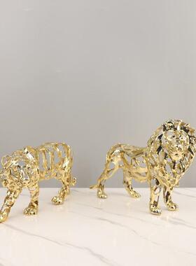欧轻塑奢金色镂空狮子骏马1163象动物雕大摆件客厅玄关软装式家居