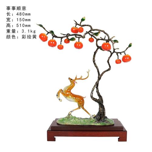 彩铜鹿摆件招财鹿葫芦摆件客厅玄关办公室酒柜乔迁礼品装饰品摆件 - 图3
