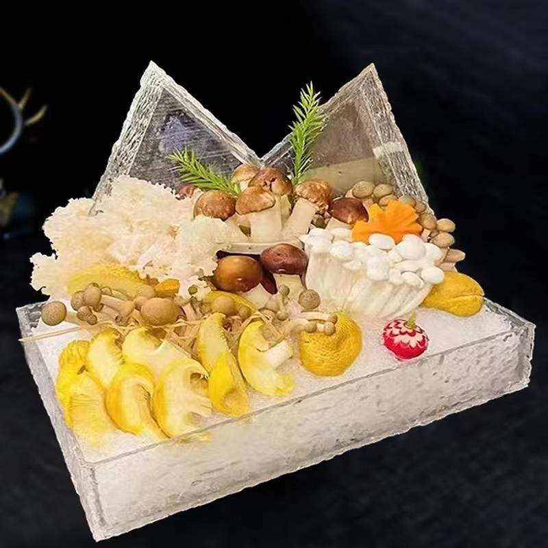 火锅店茵类拼盘特色牛羊肉盘子三文鱼刺身盘拼盘干冰创意餐具,淘宝优惠券,粉丝福利购,淘宝优惠卷