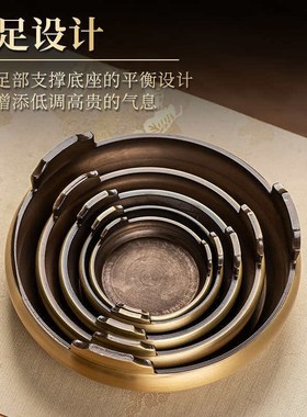 黄铜苏工三足底座花瓶聚宝盆香薰炉家居办公室内桌面摆件茶杯托盘