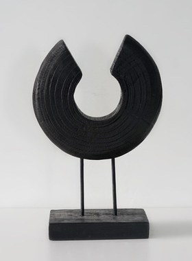 侘寂风创意实木摆件高级感摆饰样板间餐厅客厅玄关复古装饰工艺品