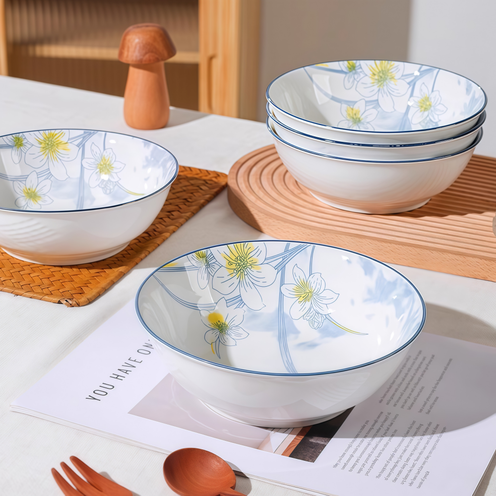 7英寸大号陶瓷面碗釉下彩陶瓷碗家用吃饭碗汤碗高颜值泡面碗餐具