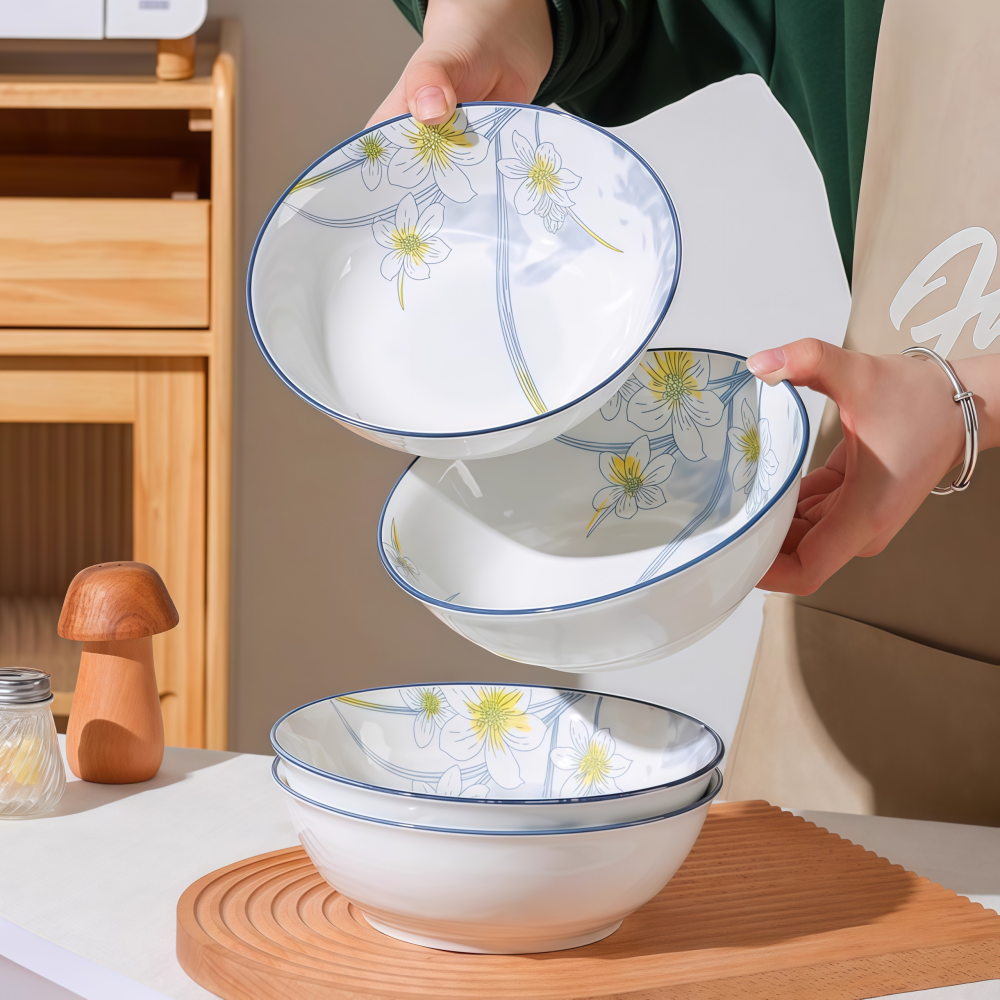 7英寸大号陶瓷面碗釉下彩陶瓷碗家用吃饭碗汤碗高颜值泡面碗餐具