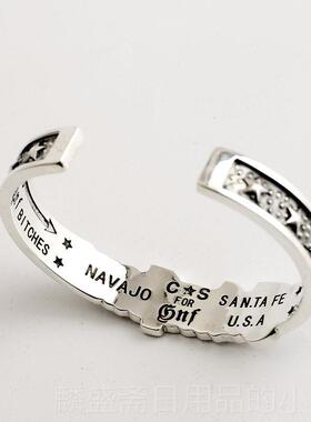 正品一休手工制作字condy saderson 纳瓦霍开 口95纯银母潮流2手