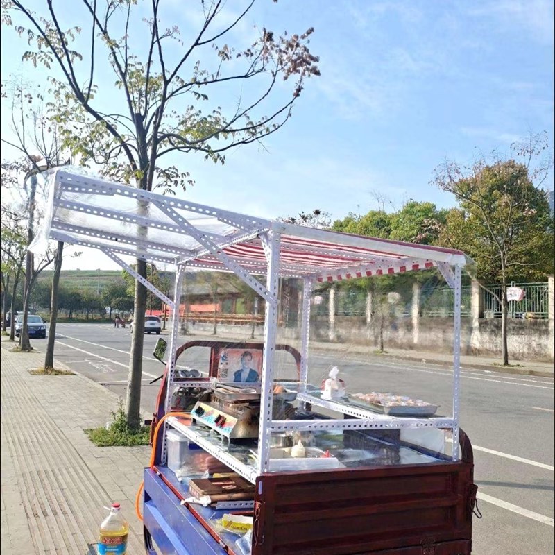 三轮车摆摊遮雨棚定制摆摊架子冰粉小吃架子改装餐车街边摆摊架 - 图0