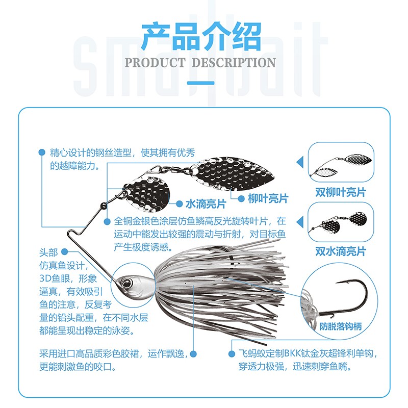 飞蚂蚁 飞闪胡须佬旋转复合亮片路亚饵黑坑鲈鱼狗鱼翘嘴通杀亮片 - 图2