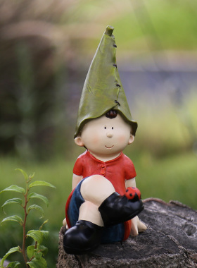 花园装饰 庭院花架装饰小摆件园艺装饰品树脂娃娃人物小孩摆件