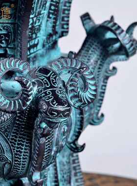 青铜器古摆件四羊方尊酒尊酒器古玩铜工艺品摆件做旧厂家直销