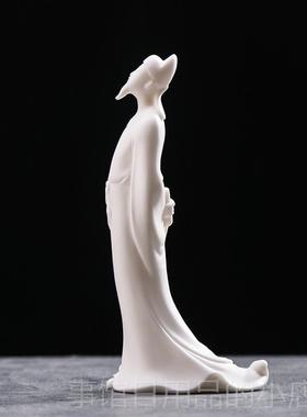 高档创人意白瓷工艺品陶瓷诗仙李古代诗禅手意书房客厅玄关家白居