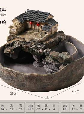 正品桌装面微景观小鱼缸流摆件循水客厅办公室环饰开业乔水迁新居